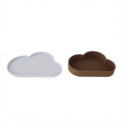 OYOY MINI Chloe Cloud Plate & Bowl - Ice Blue / Choko