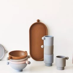 OYOY MINI NOW IN STOCK Tiny Inka Bowl - Set Of 2 - Dusty Blue / Clay