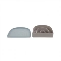 OYOY MINI Rainbow Plate & Bowl - Dusty Blue / Clay NOW IN STOCK