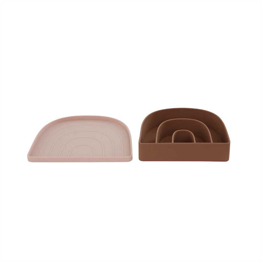 OYOY MINI NOW IN STOCK Rainbow Plate & Bowl - Rose / Fudge 1 OYOY MINI NOW IN STOCK Rainbow Plate & Bowl - Rose / Fudge
