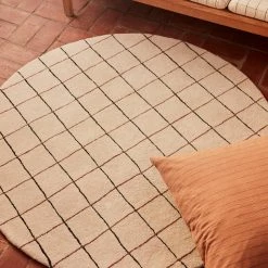 OYOY LIVING Circle Rug - Grid Decoration