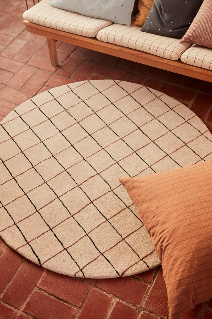 OYOY LIVING Circle Rug - Grid Decoration 2 OYOY LIVING Circle Rug - Grid Decoration