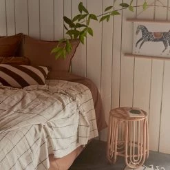 OYOY LIVING Gobi Bed Cover - Grid - Offwhite / Anthracite