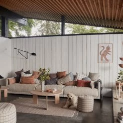 OYOY LIVING Grid Pouf Large - Offwhite