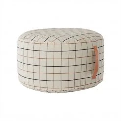 OYOY LIVING Grid Pouf Large - Offwhite