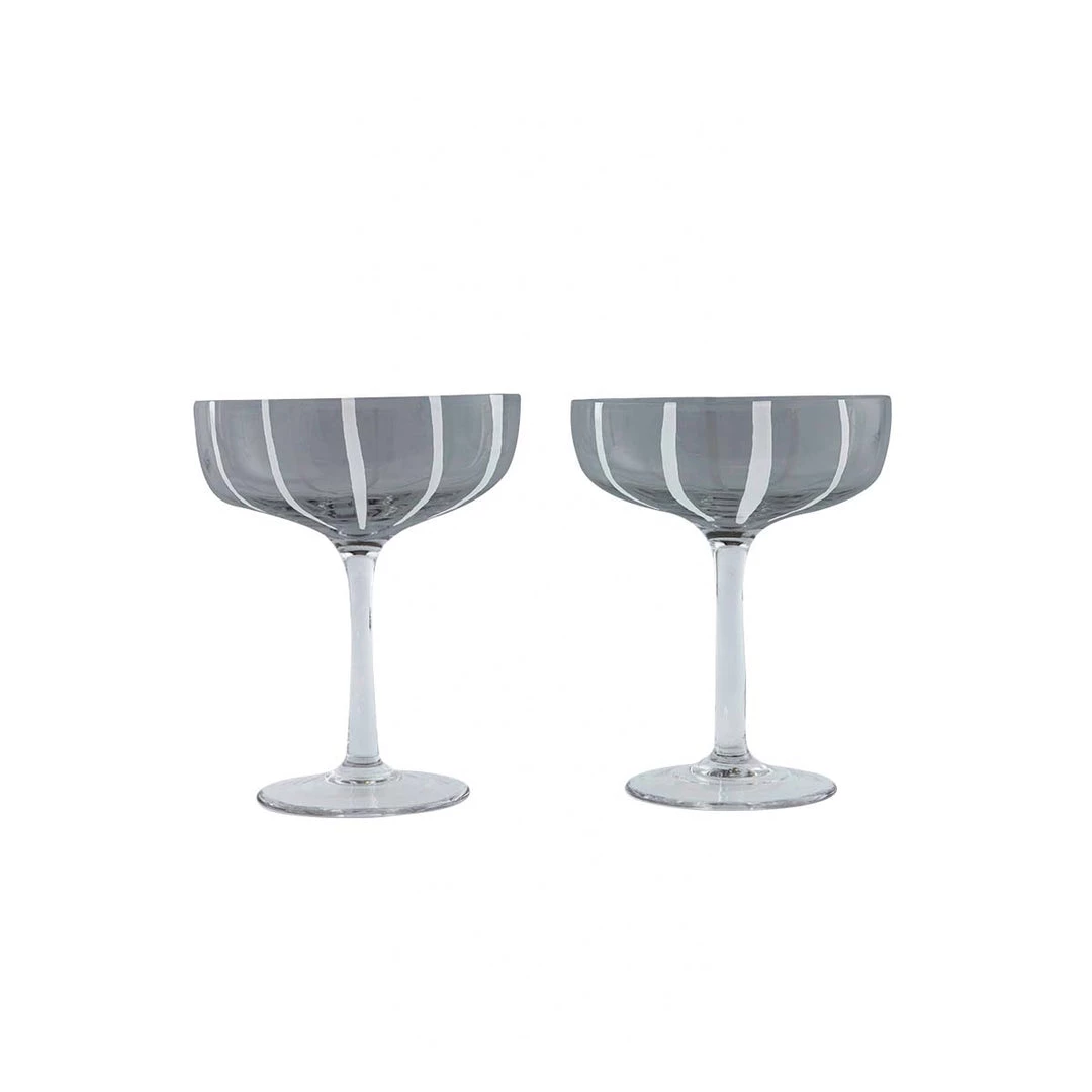 OYOY LIVING Mizu Coupe Glass - 2 Pcs/set - Grey NOW IN STOCK 1 OYOY LIVING Mizu Coupe Glass - 2 Pcs/set - Grey NOW IN STOCK