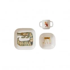 OYOY MINI Moira Tableware Set Crocodile Gustav - Offwhite NOW IN STOCK