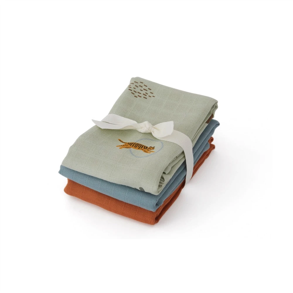 OYOY MINI Muslin Square - Tiger - Pack Of 3 NOW IN STOCK 1 OYOY MINI Muslin Square - Tiger - Pack Of 3 NOW IN STOCK