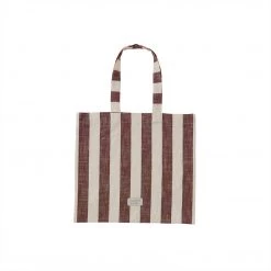 OYOY LIVING NOW IN STOCK Tote Bag Candy Striped - Brown / Offwhite